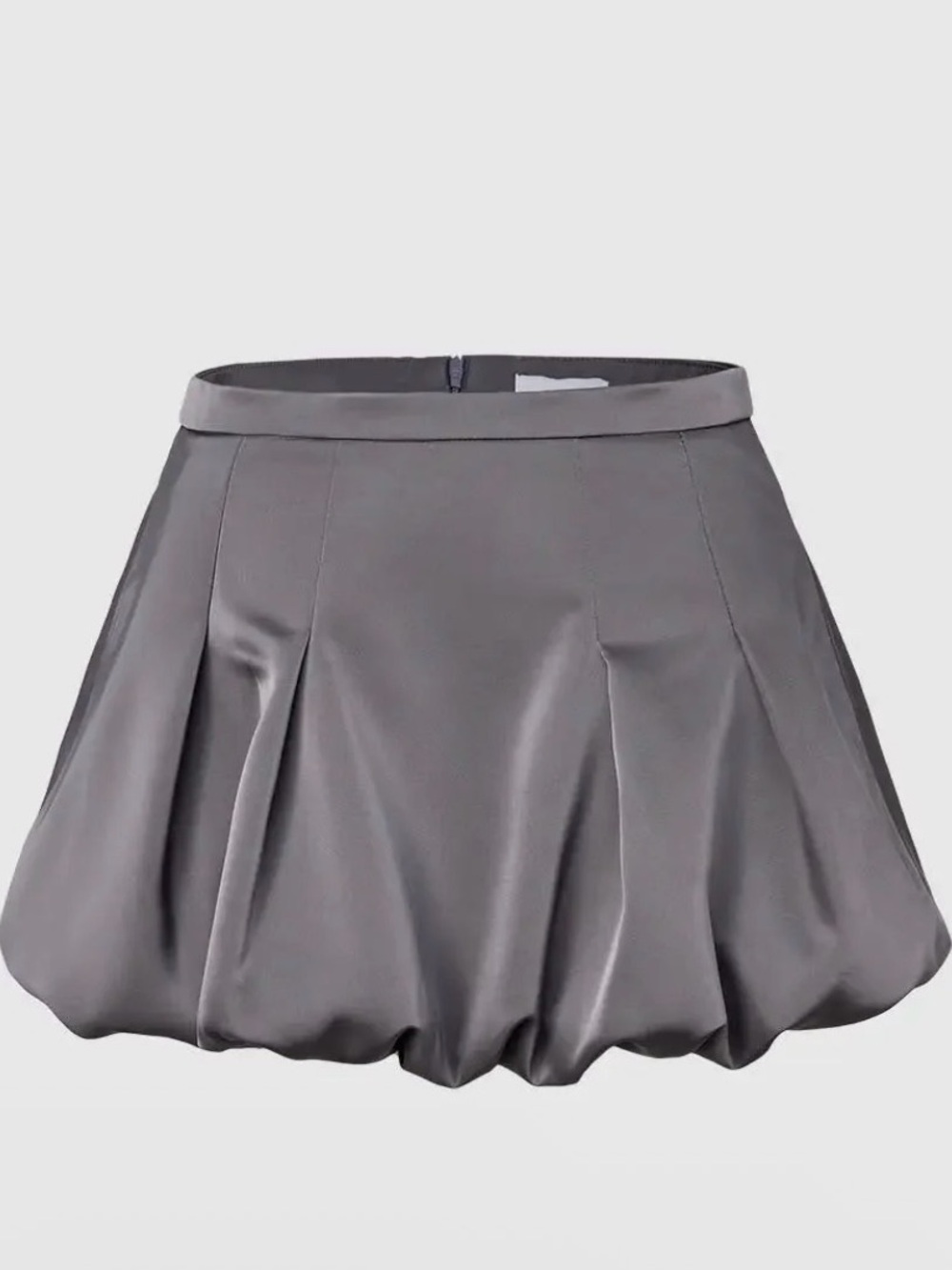 Pleated Bubble Mini Skirt in Dusty Gray